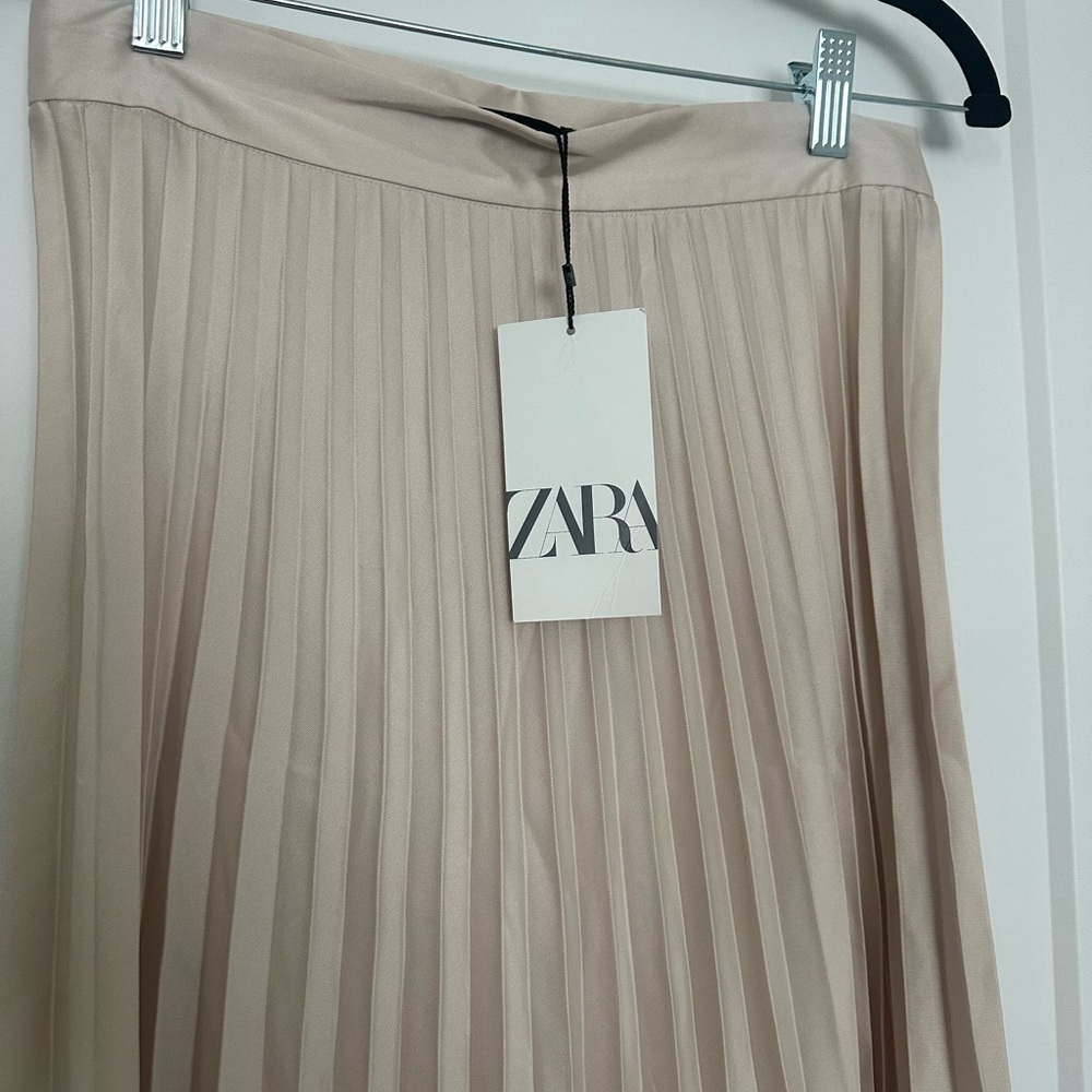 Zara Classy, Cream, A-Line, Pleated Skirt